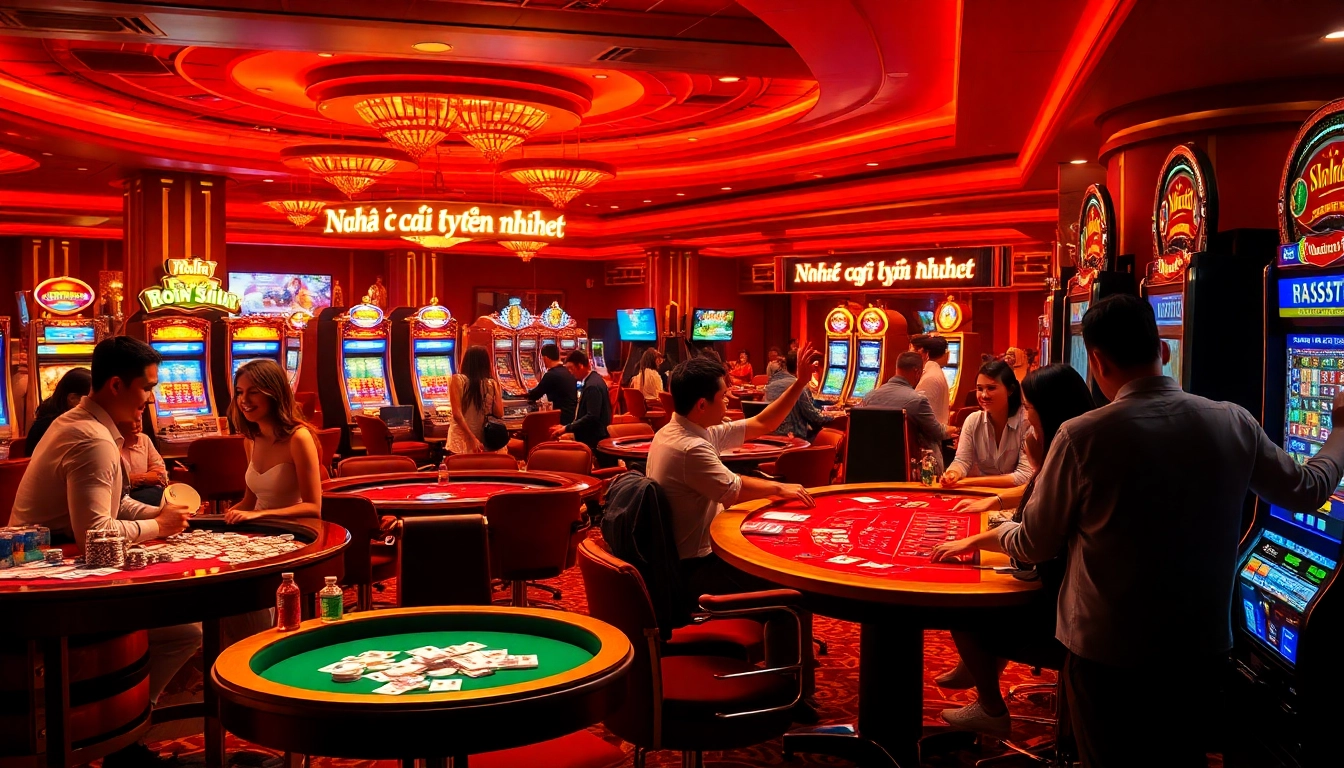 Experience the excitement at the Nhà cái uy tín nhất, featuring vibrant casino games, lively players, and luxurious tables.