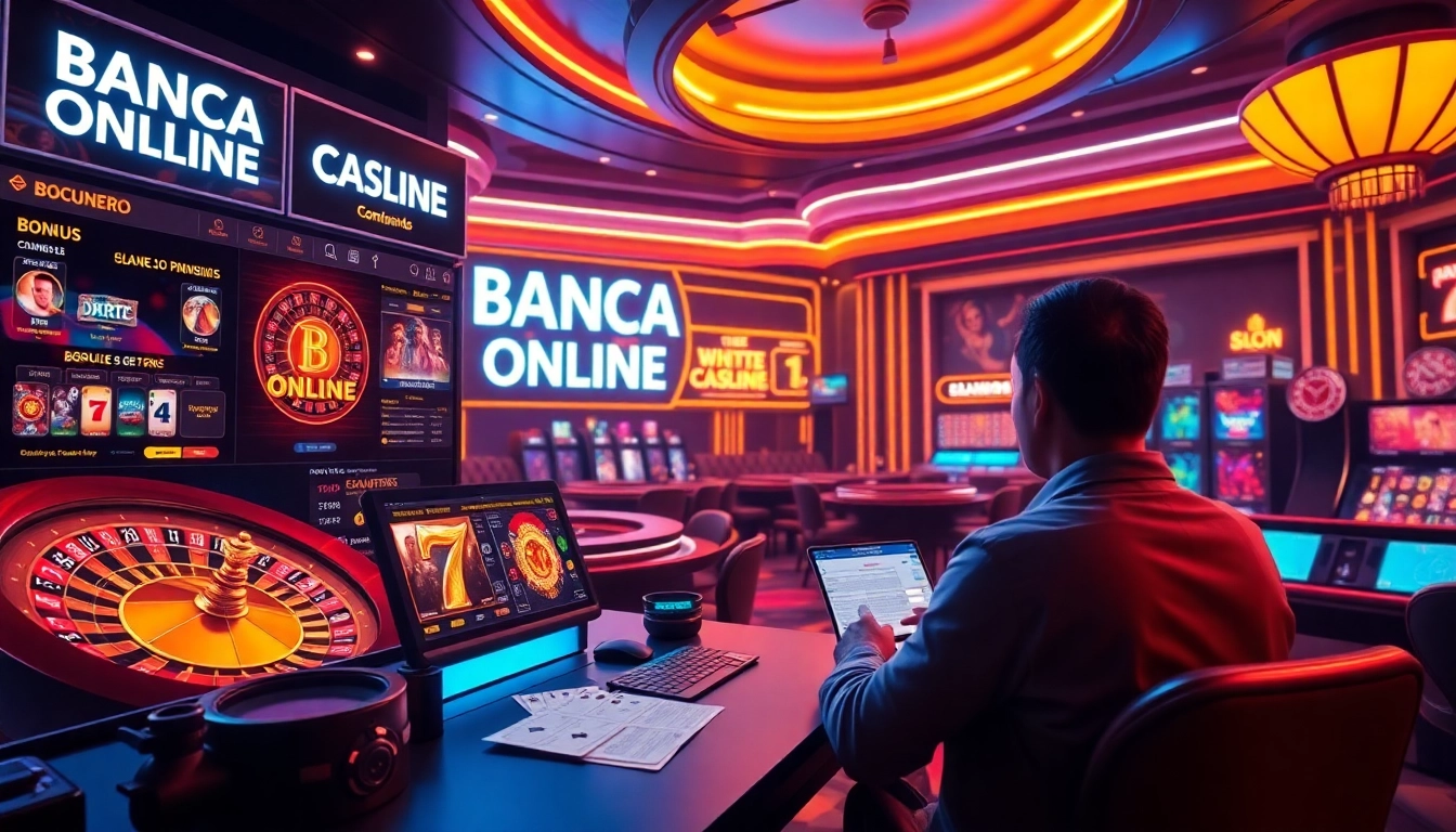 Experience BANCA ONLINE with a user engaging in vibrant online casino games and winning opportunities.