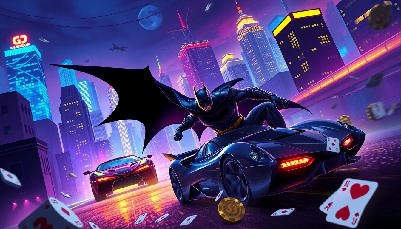 Experience the thrilling action of the game batman138 in an engaging Gotham City scene showcasing Batman in action.