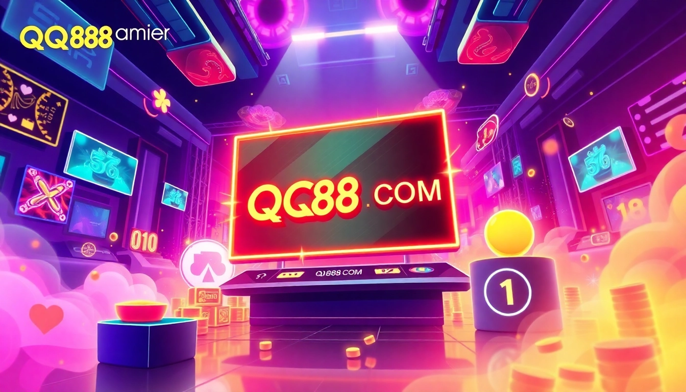 Engage with the interactive experience of QQ88 COM's gaming interface, showcasing vibrant graphics.