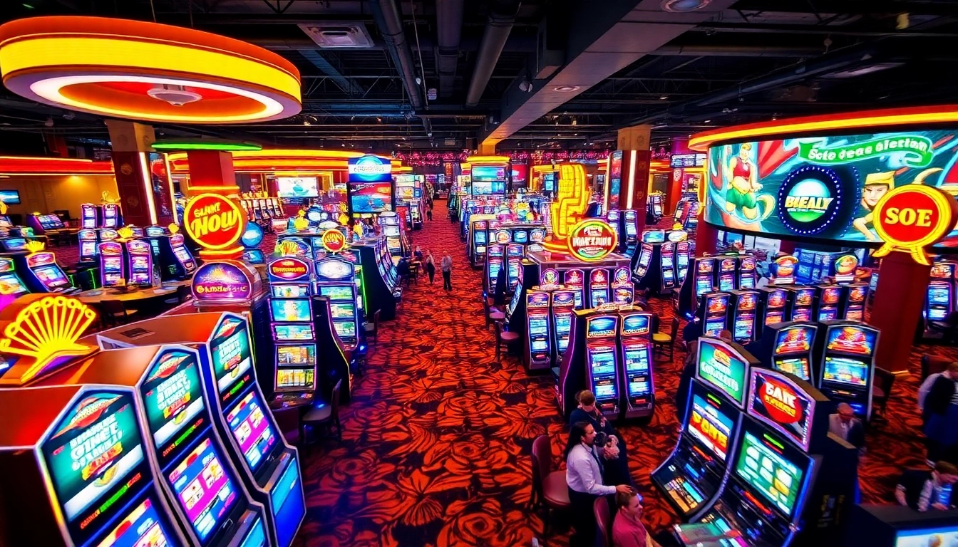 Engaging ambiance of MMOO CASINO with lively slot machines attracting players.